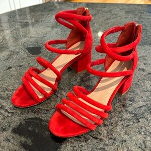 Sandro Paris Tessa Red Suede block heels - only worn a few times!